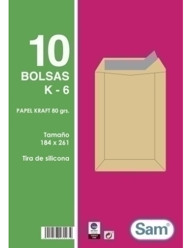 SOBRE-BOLSA SAM 184x261 KRAFT 80g...