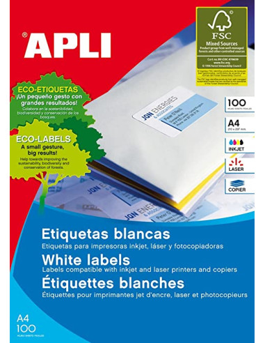 ETIQUETAS ADH.IMPR.APLI A4 BLANCA...