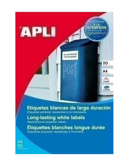 ETIQUETAS ADH.IMPR.APLI A4 POLYESTER MATE RESISTEN