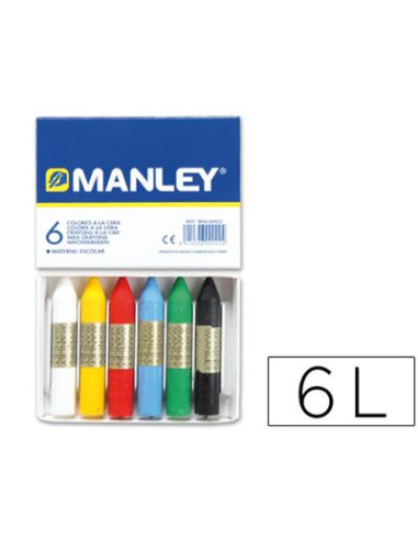 LAPICES CERA MANLEY CAJA DE 6 COLORES...