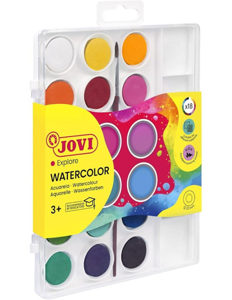 ACUARELA JOVI 18 COLORES CON PINCEL ESTUCHE DE PLA
