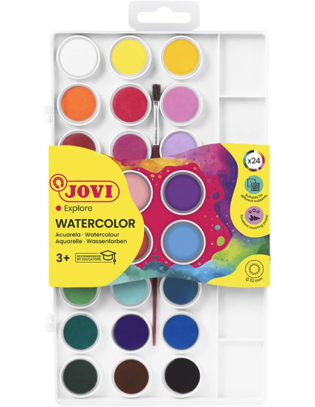 ACUARELA JOVI 24 COLORES CON PINCEL ESTUCHE DE PLA