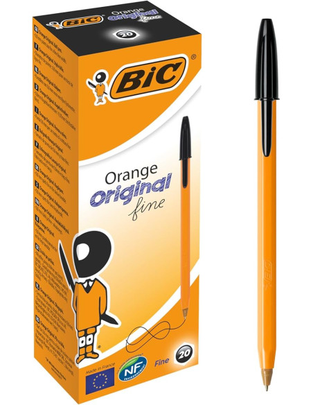 BOLIGRAFO BIC NARANJA FINE ORIGINAL NEGRO