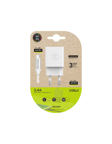 CARGADOR TECH ONE TECH 2.4 DOBLE USB...