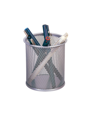 CUBILETE PORTALAPICES PLATA METAL REDOND