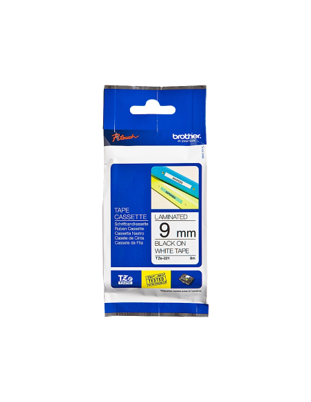 CINTA BROTHER TZE221 BLANCO-NEGRO 9MM LONGITUD 8 M