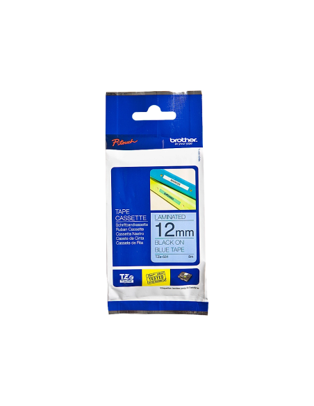 CINTA BROTHER TZE531 AZUL-NEGRO 12MM LONGITUD 8 MT