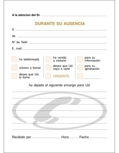 TALONARIO LLAMADAS TELEFONO 8º NATU LOAN
