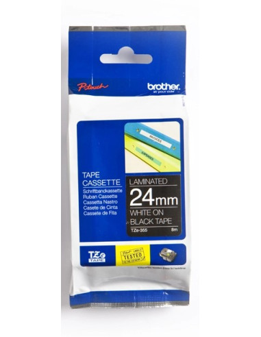 CINTA BROTHER TZE-355 NEGRO-BLANCO...
