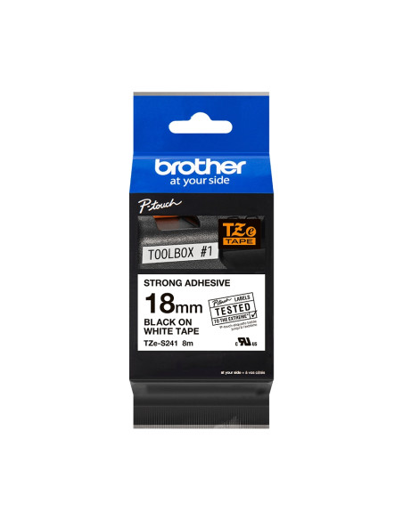 CINTA BROTHER TZES241 BLANCO-NEGRO 18MM LONGITUD 8