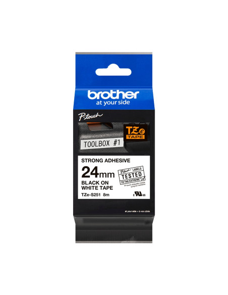 CINTA BROTHER TZES251 BLANCO-NEGRO 24MM LONGITUD 8
