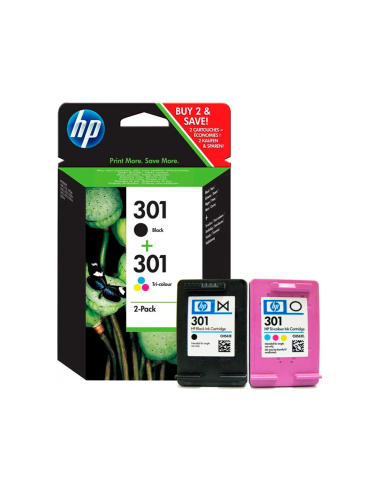 INK JET HP 301 PACK CON TINTA NEGRA Y...