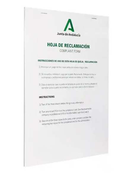 HOJAS DE RECLAMACIONES JUNTA DE ANDALUCIA
